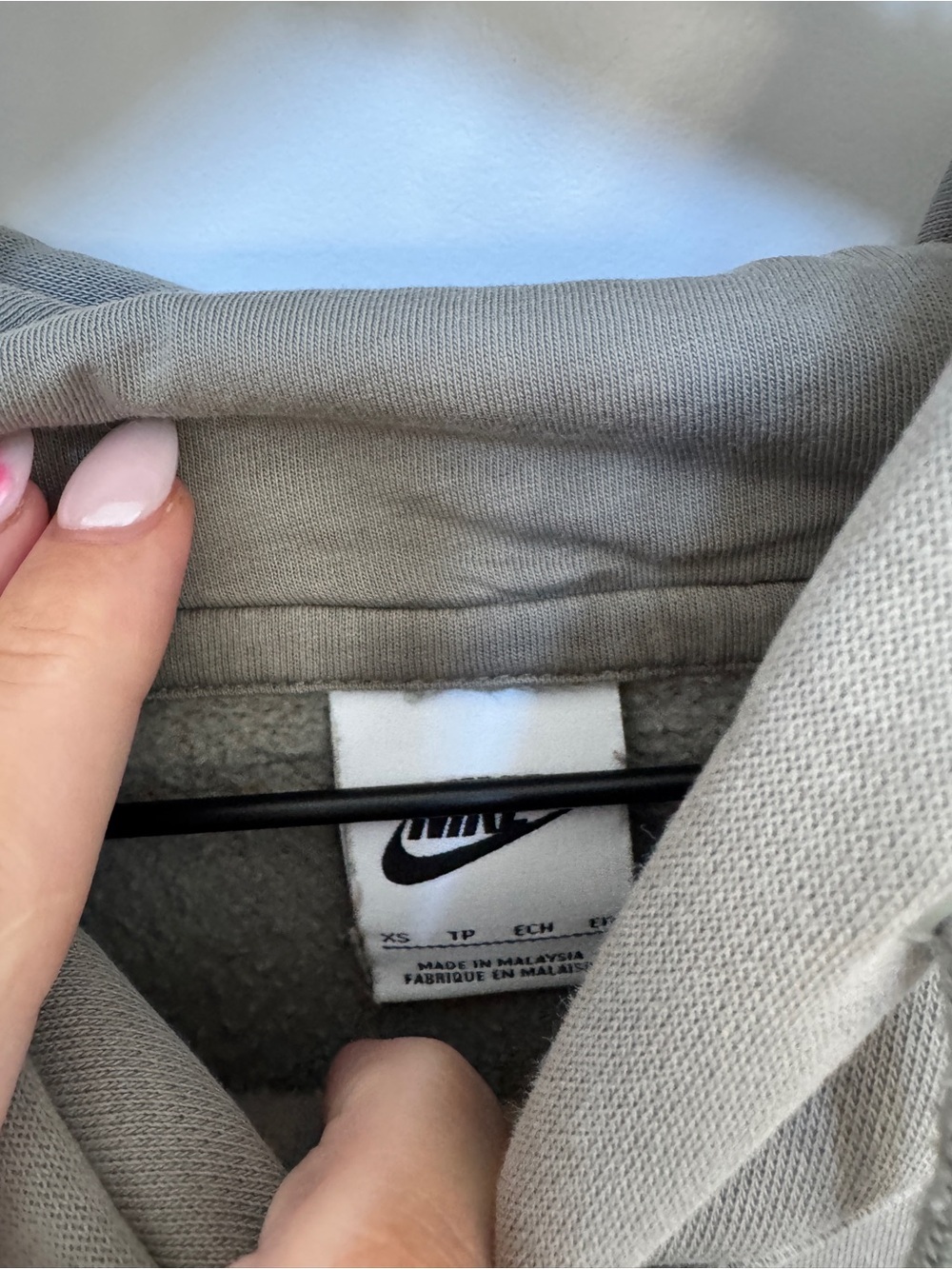 Nike phoenix fleece oversized Olive Green Cropped Hoodie Sweatshirt - Picture 2 of 3